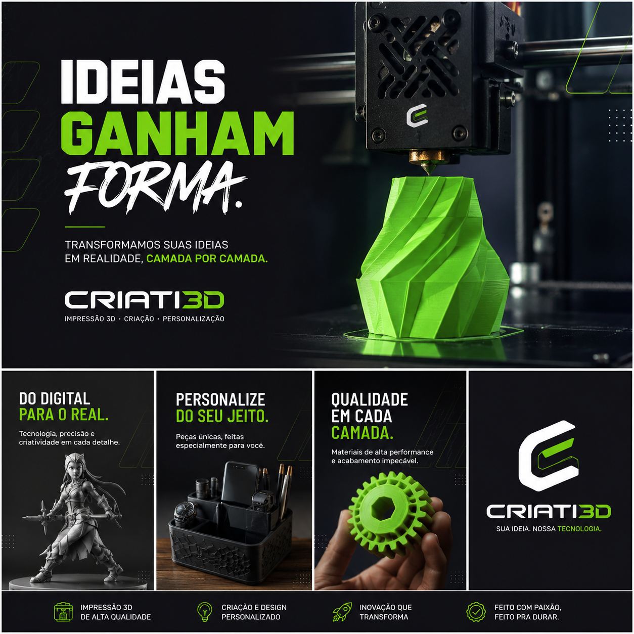 Impressora 3D Criati3D em ação